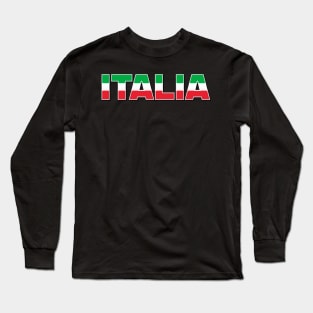 Italia Lettering Word Italian Flag Long Sleeve T-Shirt